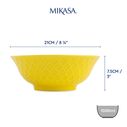 Mikasa Ramen Bowl | Yellow & Blue Geometric