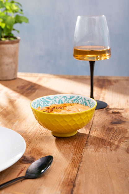 Mikasa Nibble Bowl | Yellow & Blue Geometric