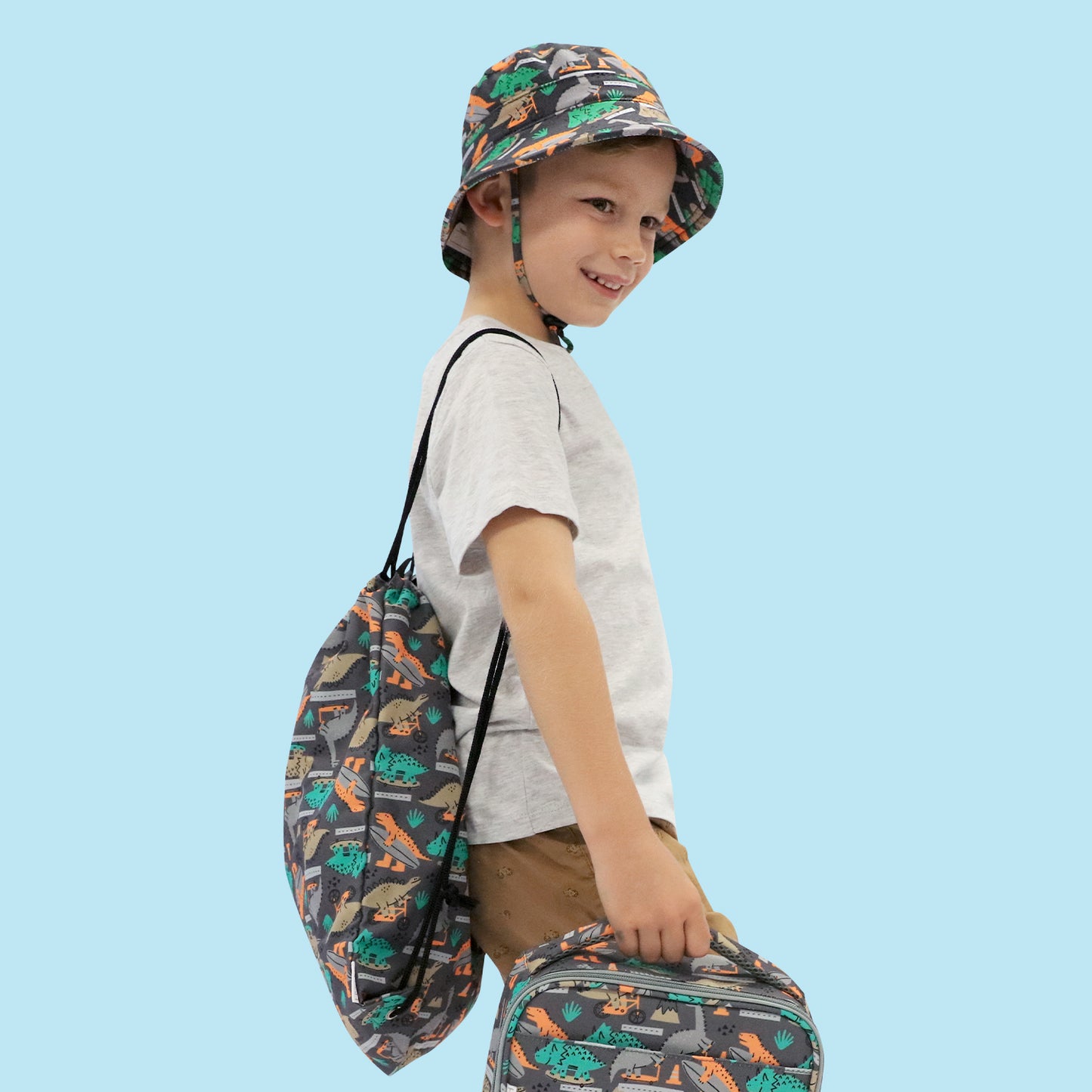 Drawstring Bag Dino Skate Out & About