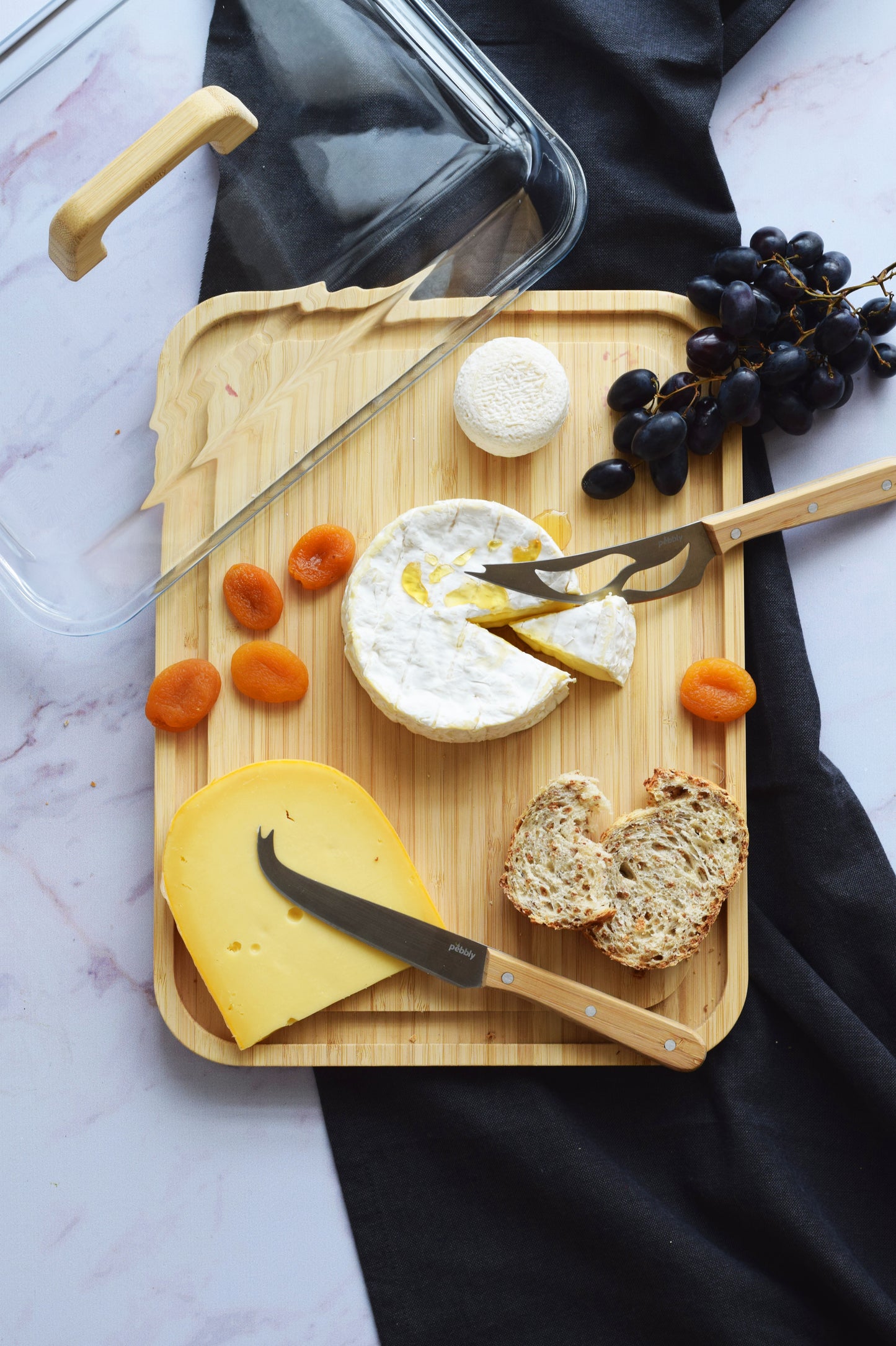 Store & Serve Glass Cheese Box with Bamboo Platter