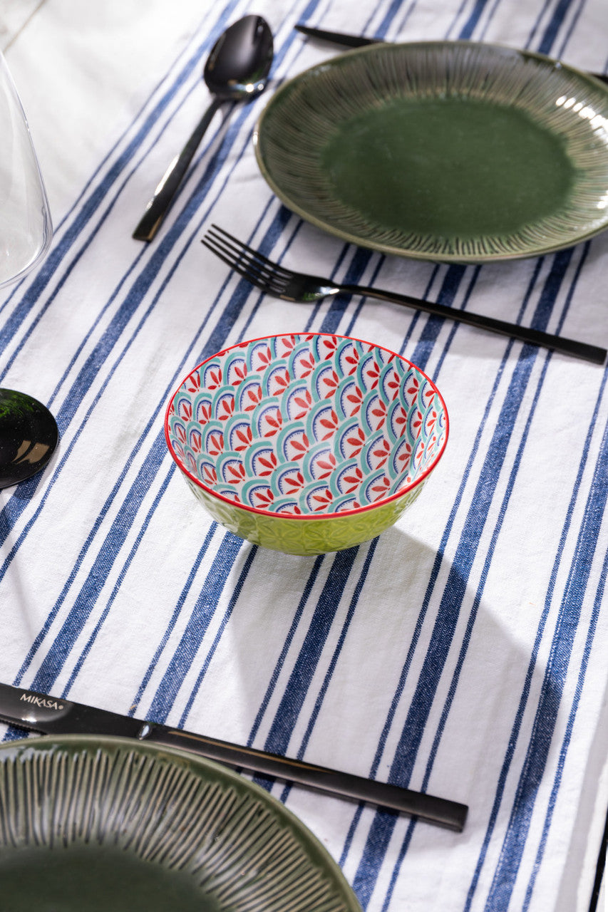 Mikasa Nibble Bowl | Green Blue Geometric