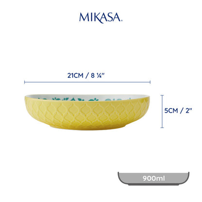 Mikasa Coupe Bowl | Yellow Blue Geometric