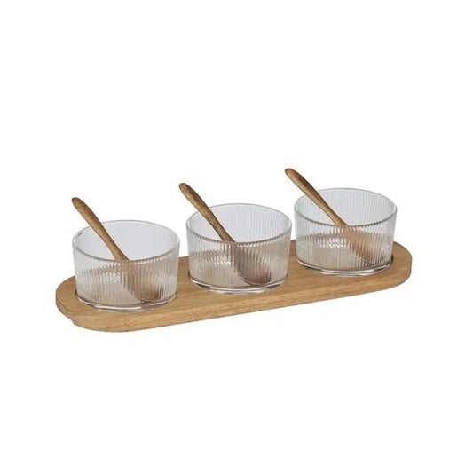 Dritta 7pc Glass/Wood Serving Set