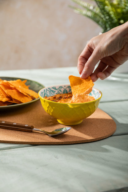 Mikasa Nibble Bowl | Yellow & Blue Geometric