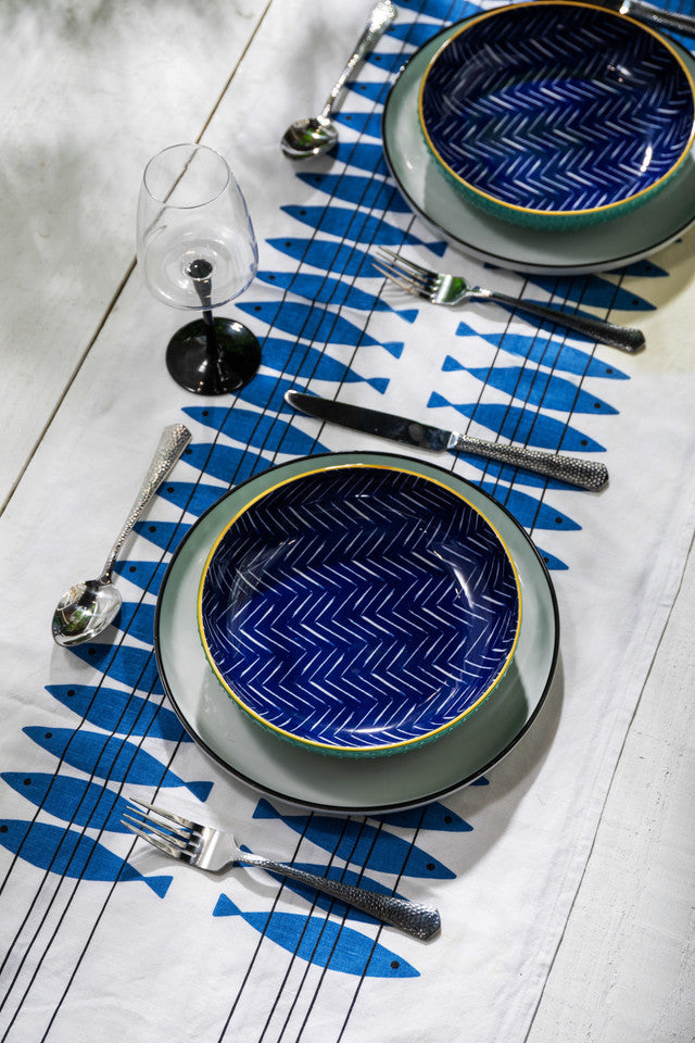 Mikasa Coupe Bowl | Indigo Chevron