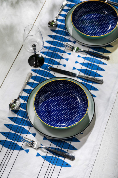 Mikasa Coupe Bowl | Indigo Chevron