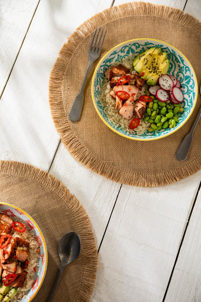 Mikasa Coupe Bowl | Yellow Blue Geometric