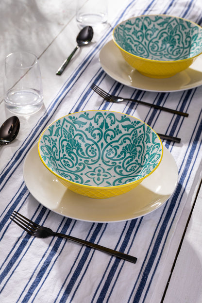 Mikasa Ramen Bowl | Yellow & Blue Geometric