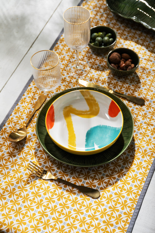Mikasa Coupe Bowl | Yellow Abstract