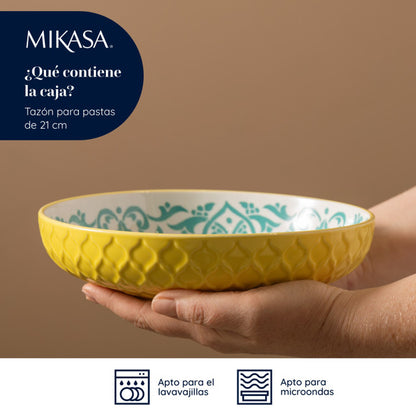 Mikasa Coupe Bowl | Yellow Blue Geometric