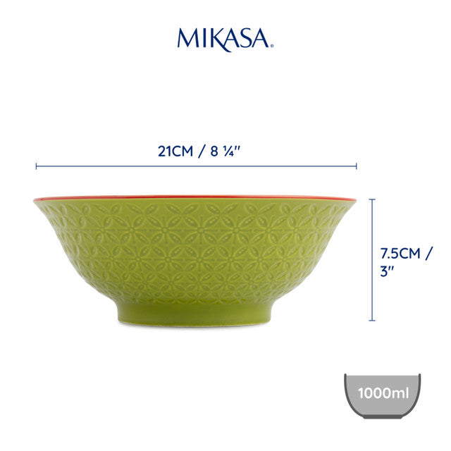 Mikasa Ramen Bowl | Green Blue Geometric