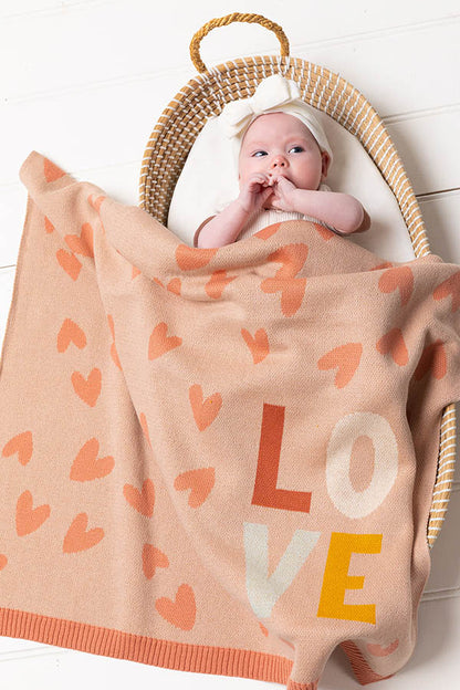 Baby Blanket - Love Heart Blush