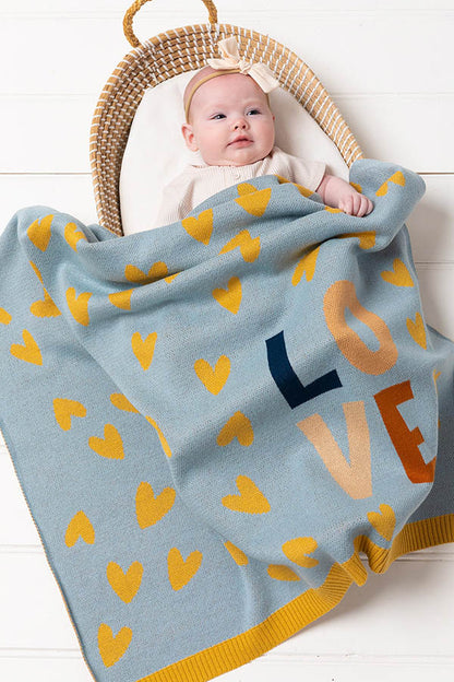 Baby Blanket - Love Heart Blue