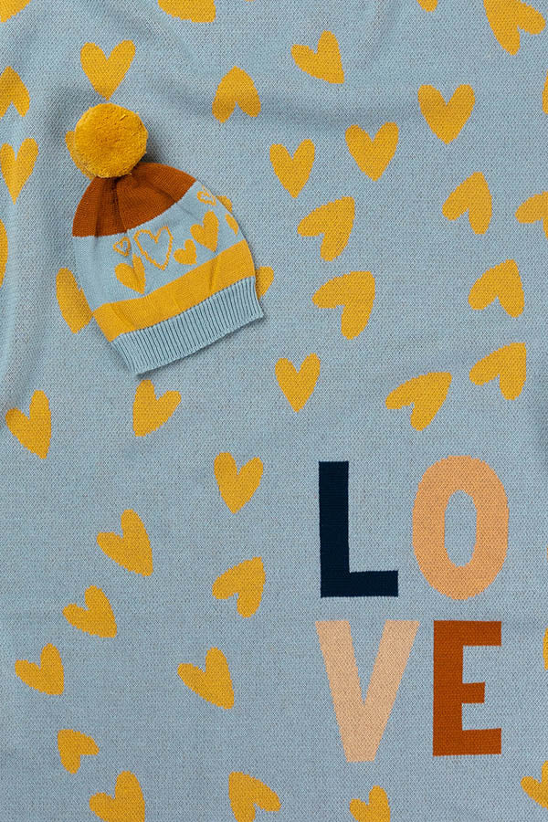 Baby Beanie - Love Heart Blue