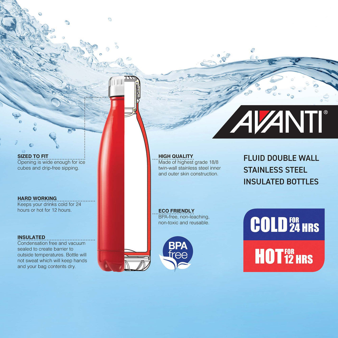 Avanti Fluid Bottle | Glitter Blush 500ml