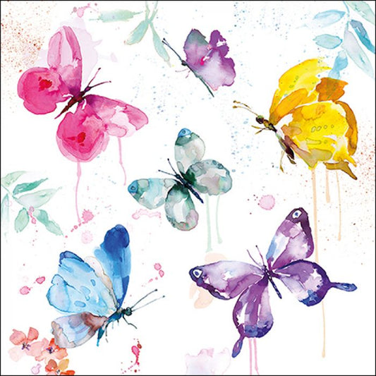 Luncheon Napkin Butterfly Collection White