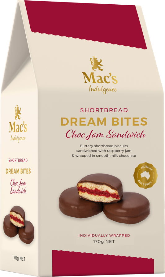 Mac's Indulgence Shortbread Dream Bites - Chocolate Jam Sandwich
