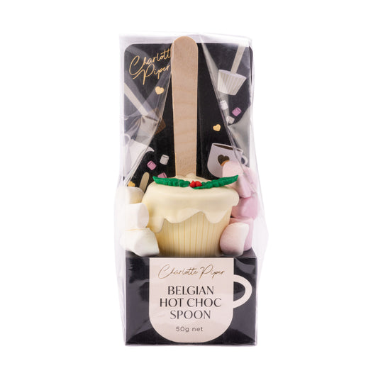 Hot Chocolate Christmas Pudding Spoon | White - Charlotte Piper 50g