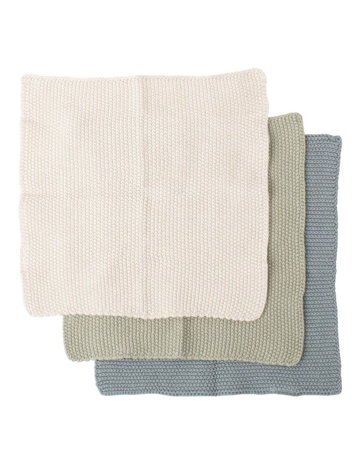 Eco Knitted Dishcloth s/3 Sage