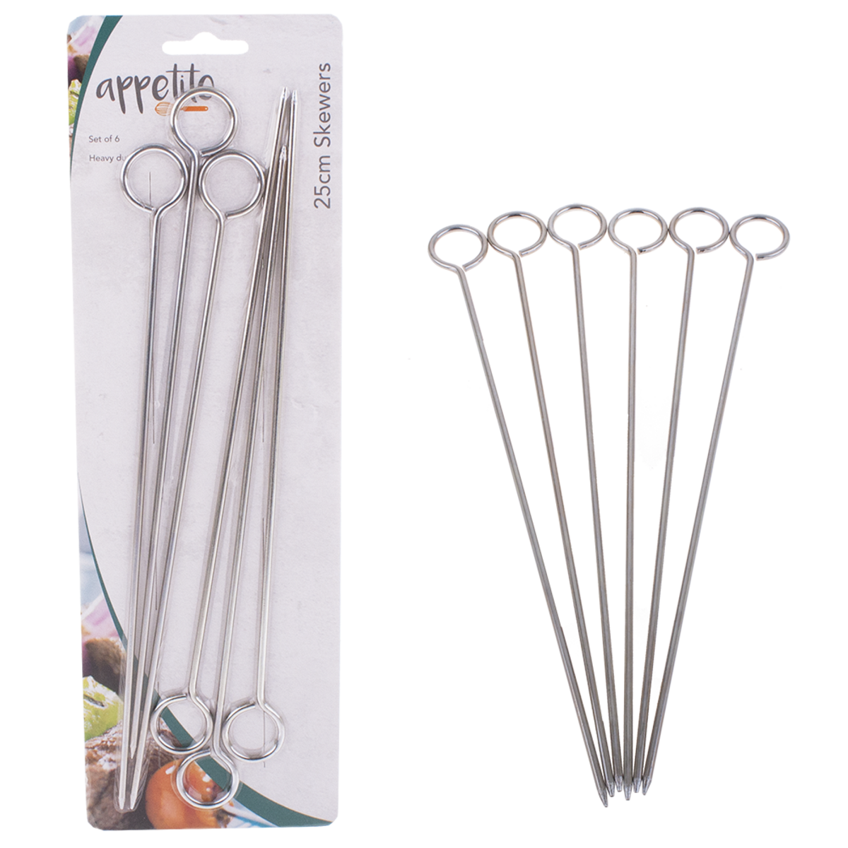 Chrome Skewers 25cm Set 6