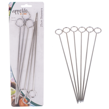 Chrome Skewers 25cm Set 6