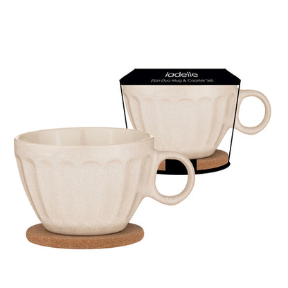 Elan Oatmeal Duo Mug + Coaster Set