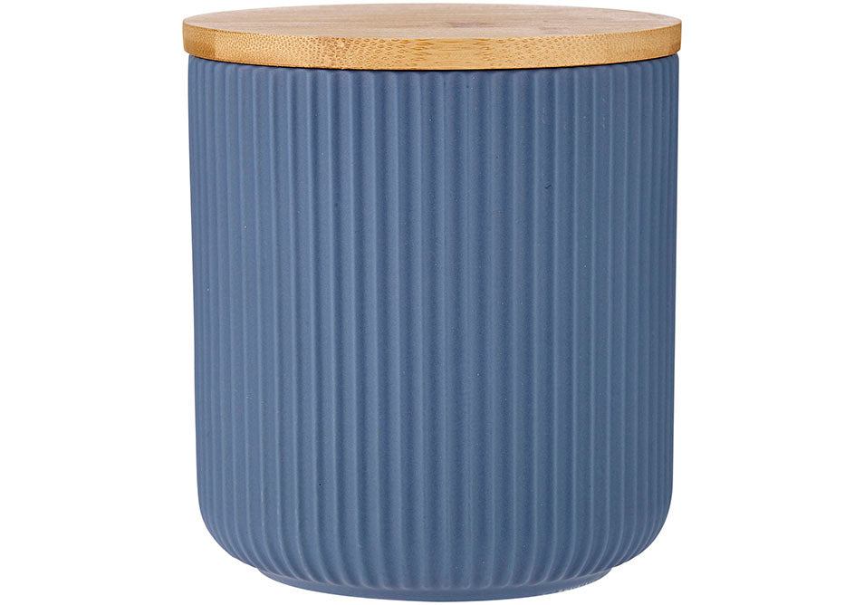 Linear Ribbed Canister 13cm - Blue