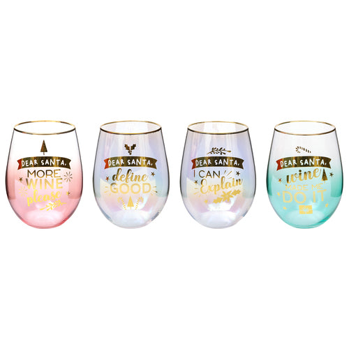 Jingle Christmas Stemless Wine Glass