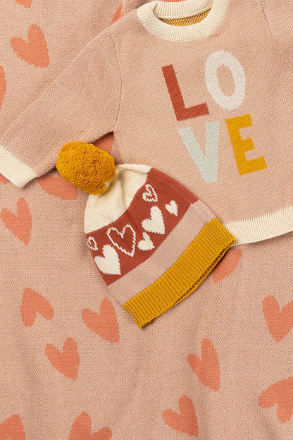 Baby Beanie - Love Heart Blush