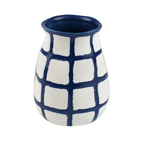 Bayou White/Navy Vase 11.5x7.5cm