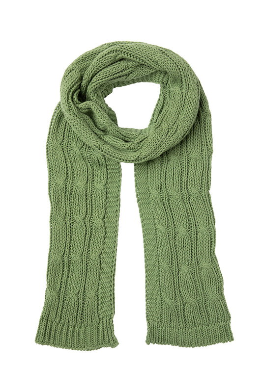 Chunky Cable Knit Scarf - Fern