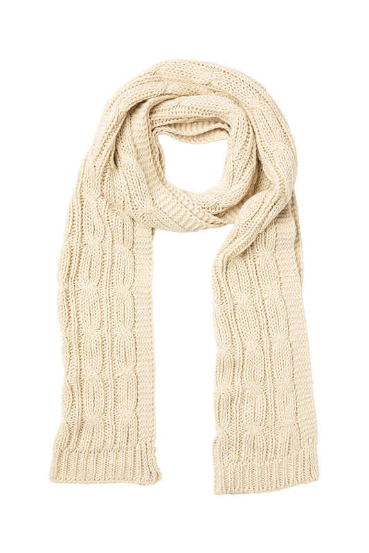 Chunky Cable Knit Scarf - Natural