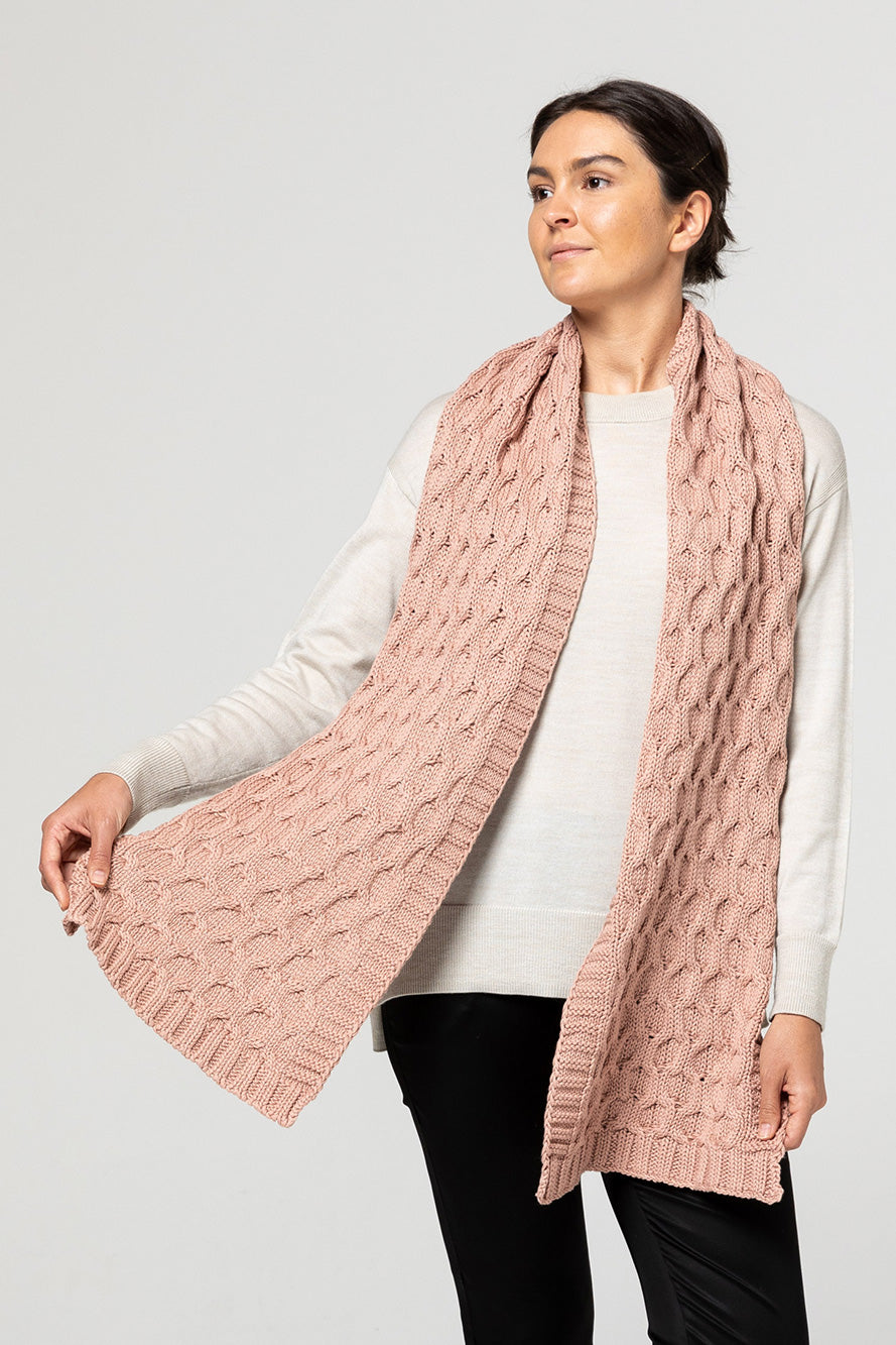 Chain Stitch Knit Scarf - Blush