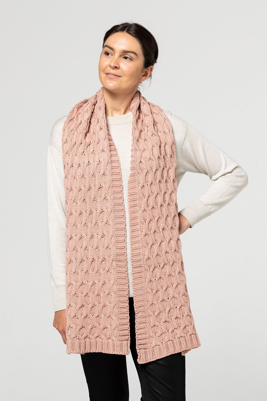 Chain Stitch Knit Scarf - Blush