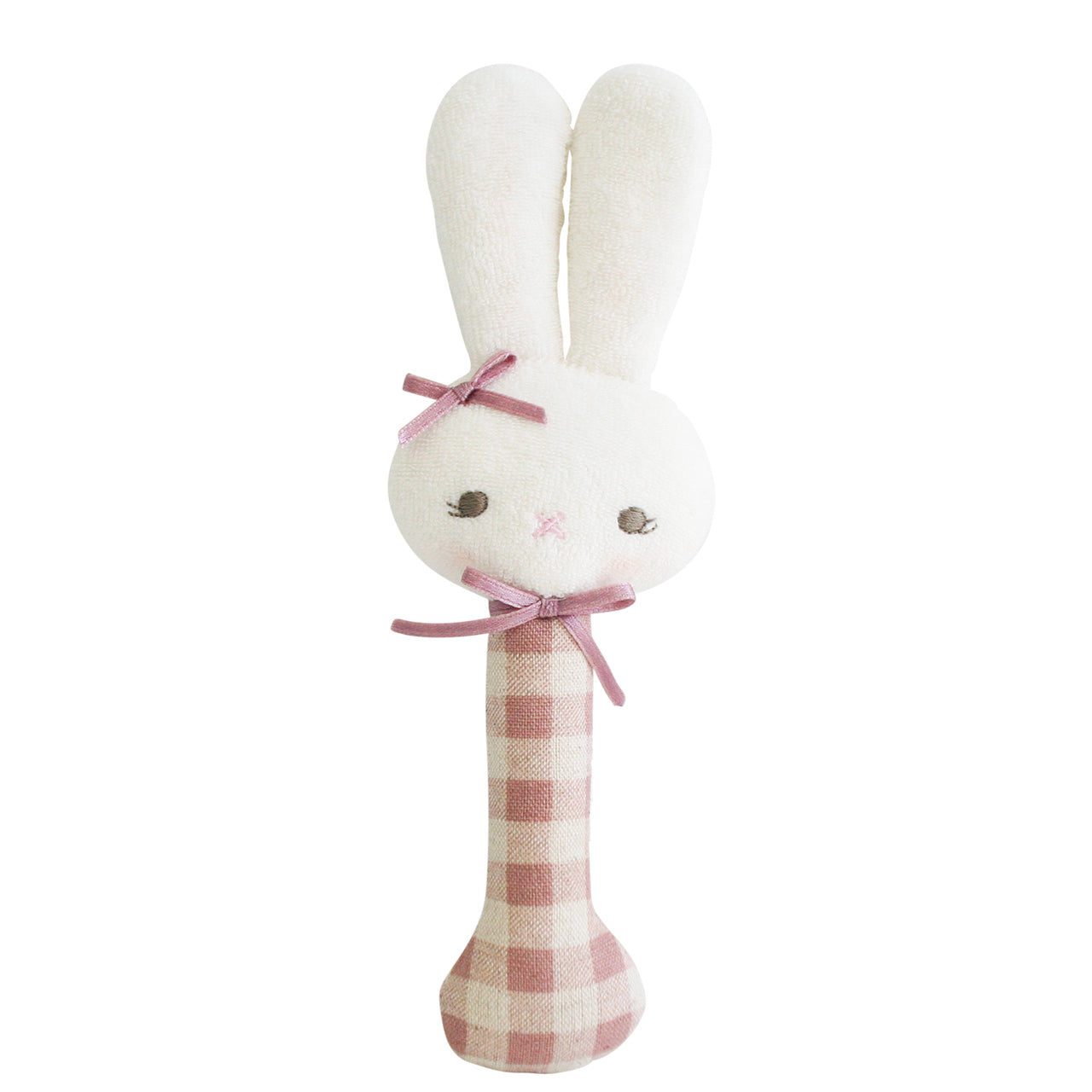 Rattle - Bunny Stick Rose Check