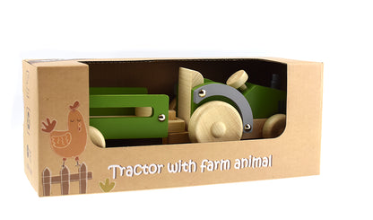 Wooden Tractor w/Farm Animals
