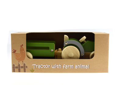 Wooden Tractor w/Farm Animals