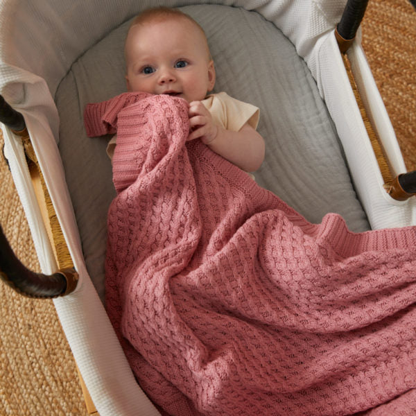 Baby Blanket Basket Weave - Blush