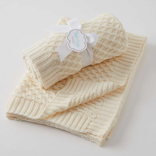 Baby Blanket Basket Weave - Cream
