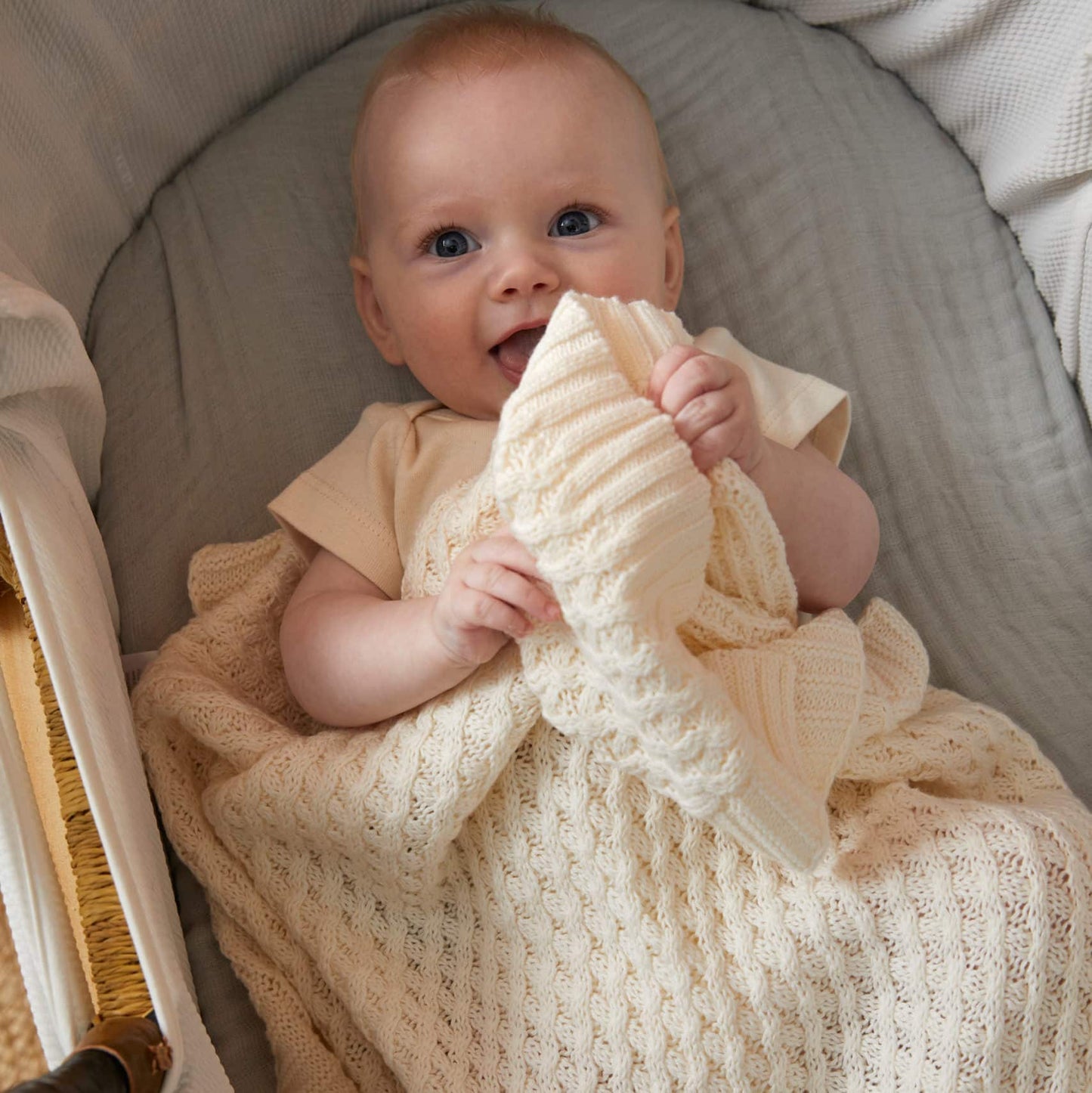 Baby Blanket Basket Weave - Cream