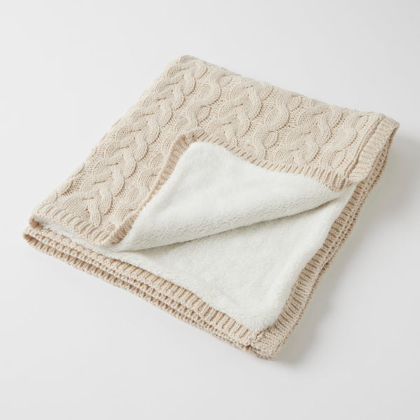 Baby Blanket Aurora Cable Knit - Oatmeal