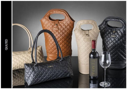 Quilted Brown Insulated Single Wine Bag