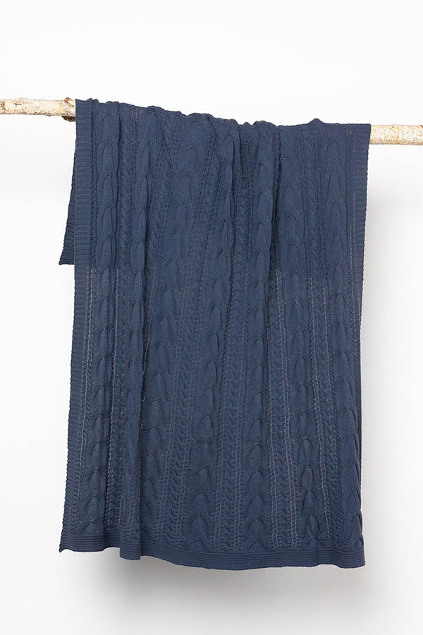 Cable Knit Throw Denim