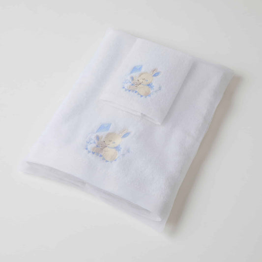Baby Towel & Washer Set - Blue Bunny