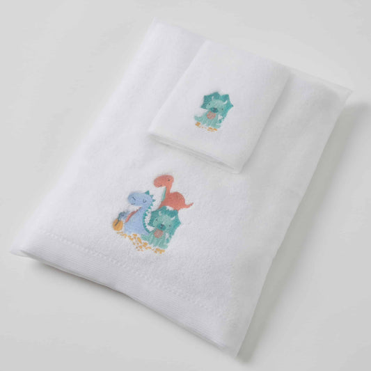 Baby Towel & Washer Set - Dino Family Green