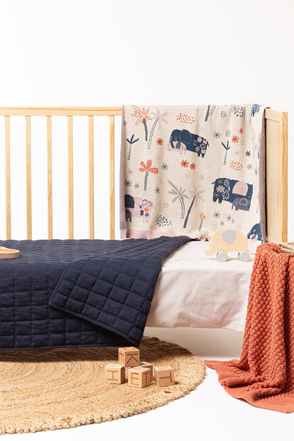 Baby Blanket Quilted Cot - Indigo