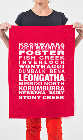 Many Towns Tea Towel