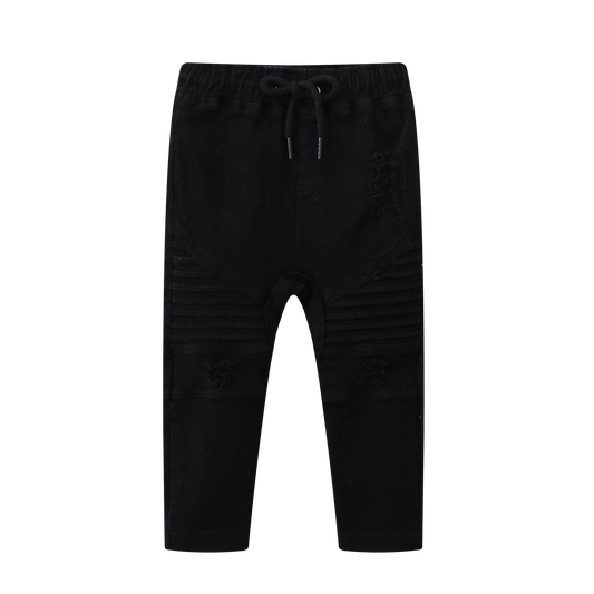 Check Detailed Jeans - Black
