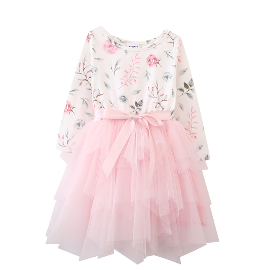 Willow Shredded Tutu Dress - White/Pink
