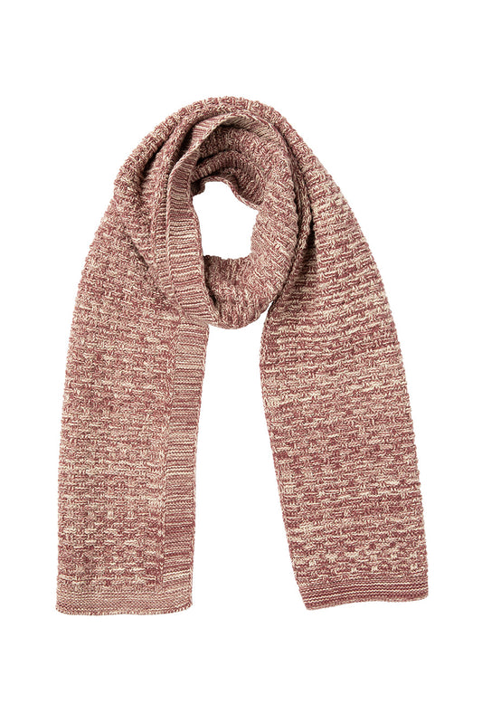 Two Tone Knit Scarf - Plum | Natural